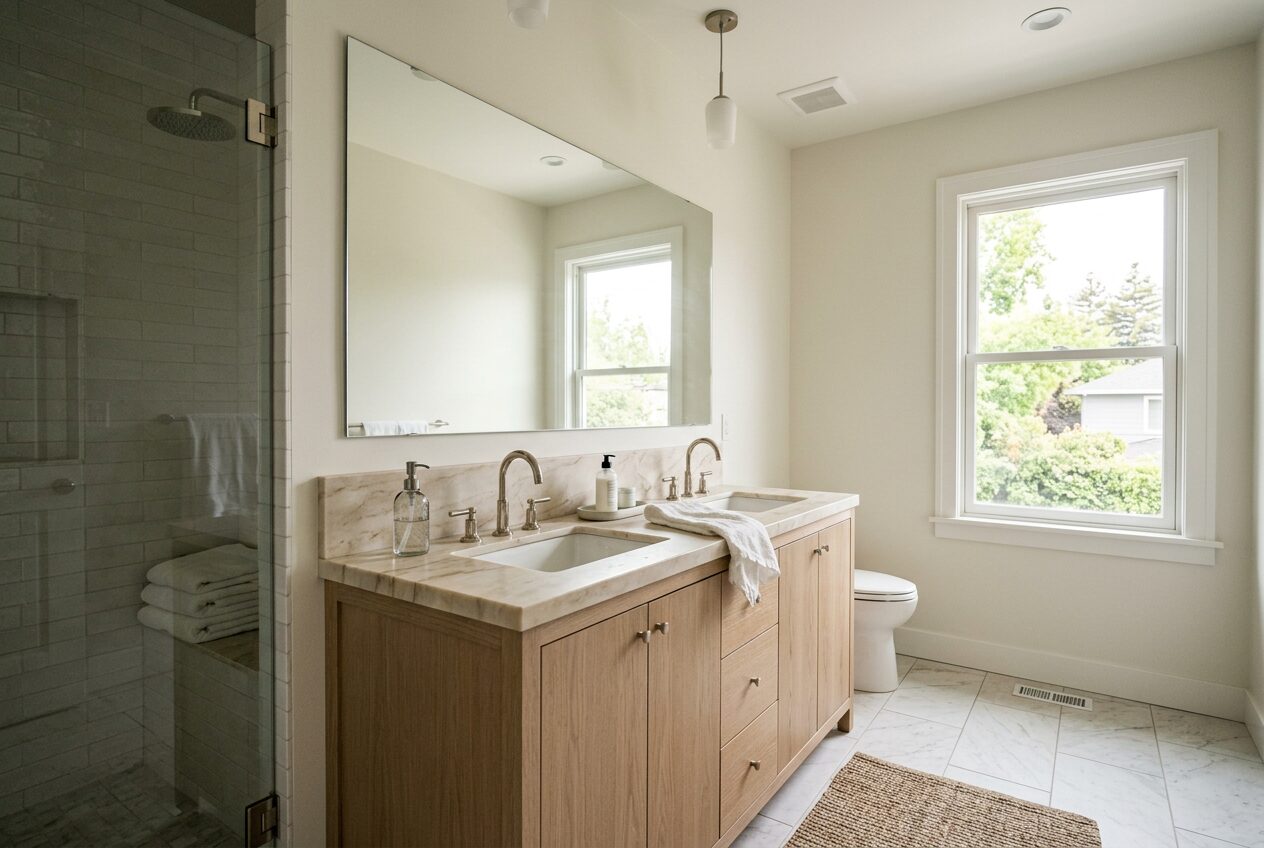 Luxury Marble Master Bath — Freestanding Tub • Double Vanity