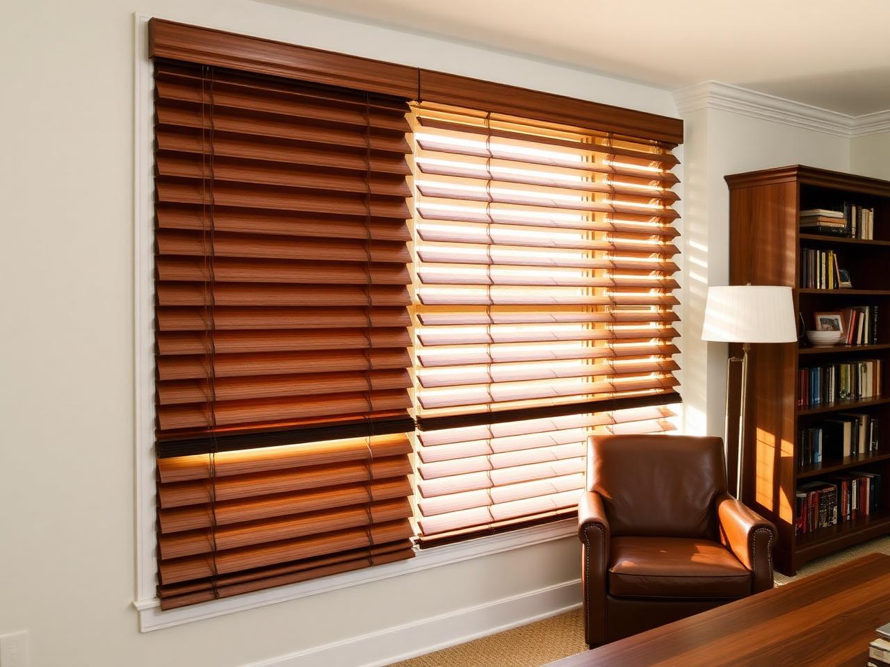 Hunter Douglas Parkland® Real Wood Blinds — Genuine Hardwood • Walnut Finish distributed by USA Home Improvement to Arden-Arcade, CA (Sacramento area)