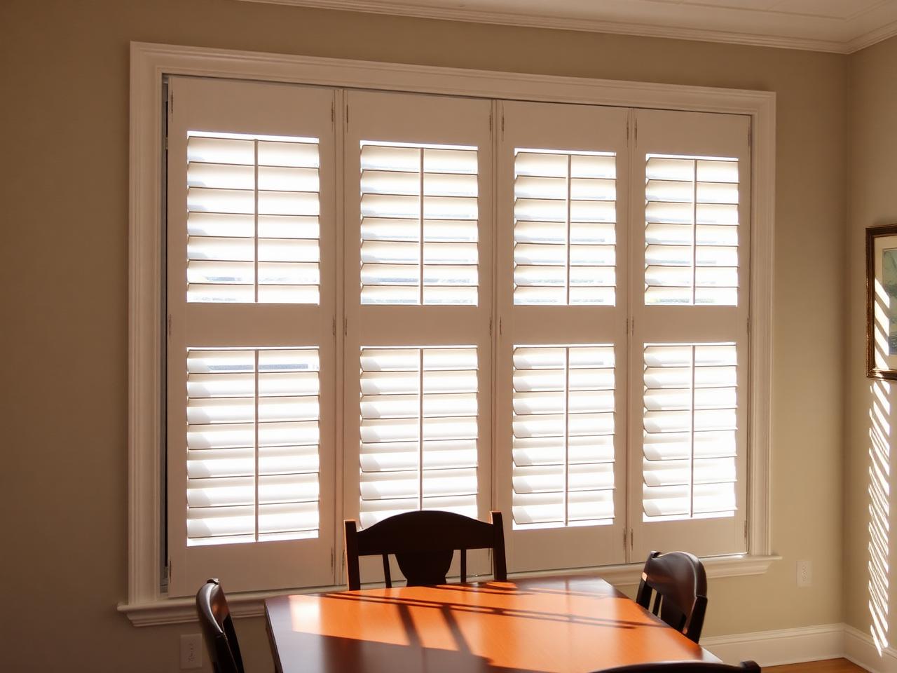 Hunter Douglas Palm Beach™ Plantation Shutters — Polysatin Louvers • Permanent Fixture distributed by USA Home Improvement to Folsom, CA (Sacramento area)